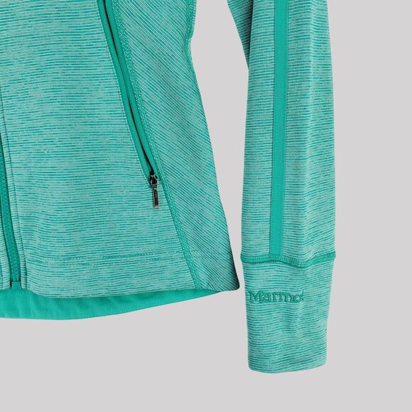 Marmot green zip up cozy fleece lined jacket with pockets Womens XS - Picture 3 of 12